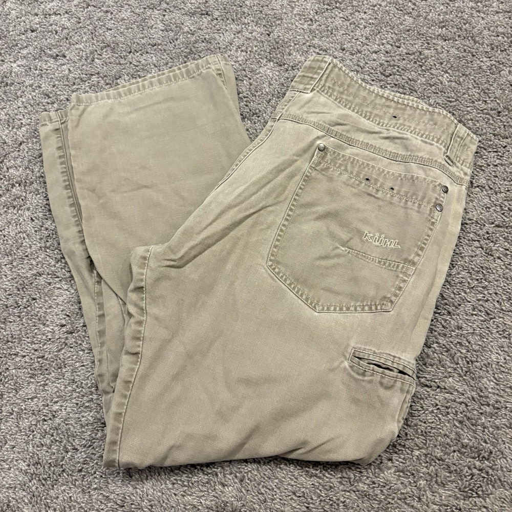 Kuhl Outkast Vintage Patina Dye Brown Cotton Casual Pants Mens 38x30 Hiking Gorp